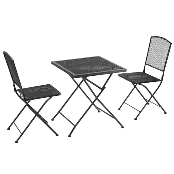 Rootz Bistro Sæt - Havesiddepladser - Havegruppesiddepladser - Gruppepladser - 1 sammenklappeligt bord + 2 foldbare stole - Metal - Grå
