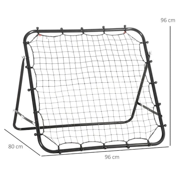 Rootz Rebounder - Jalkapallon rebounder - Takaisinpotkumaalin palautusseinäverkko - Metalliputki + PE-kangas - Musta - 96 x 80 x 96 cm