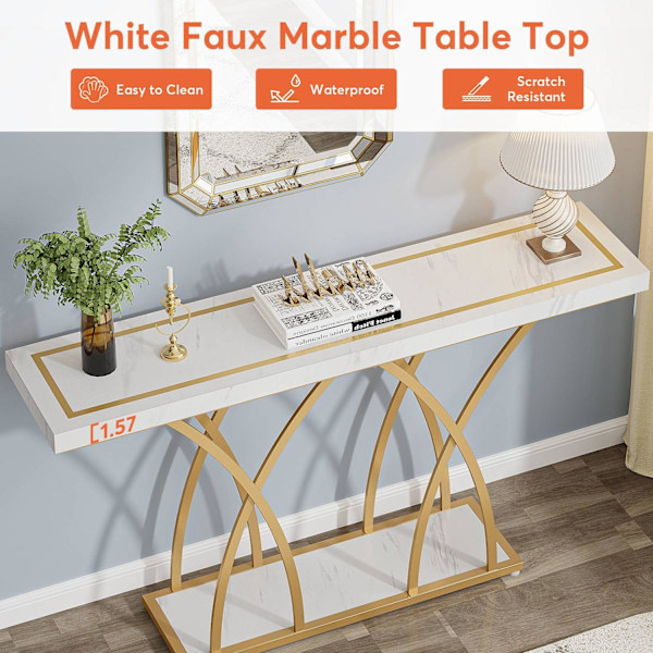 Rootz Chic Gold Konsolbord - Gangbord - Sofabord - Luksuriøst design -140cm L x 30cm B x 80cm H