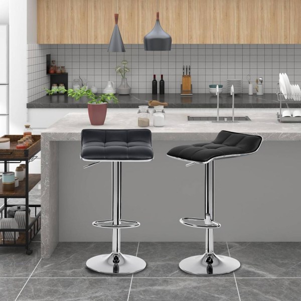 Rootz Barstol - Justerbar bordstol - Drejeligt sæde - Ergonomisk design - Holdbar konstruktion - Stilfuldt look - 38cm x 40cm, Højde 64cm-86cm