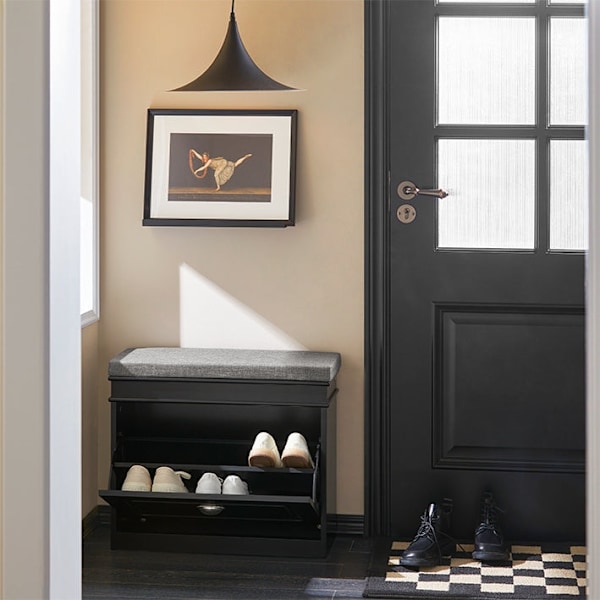 Rootz skoskabsbænk - skovælger - skobeholder - kompakt design - alsidig opbevaring - komfortabel siddeplads - 61 cm x 51 cm x 24 cm