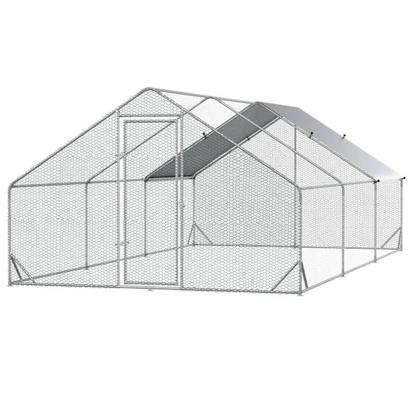 Rootz Chicken Coop - Ankhus - Hönsfjäderfähus - Kycklingbur - Kaninbur - Silver - 3 x 4 x 2m