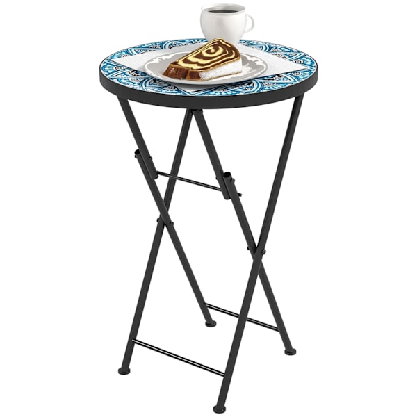 Rootz Mosaic Garden Bord - Foldbar terrassebord - Runde gårdhaveborde - Rumbesparende design - Ø35,5 x 55 timer cm