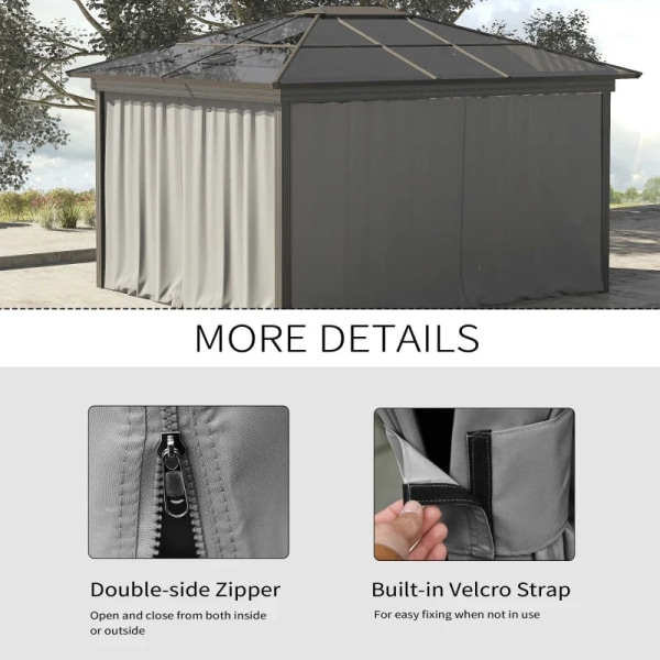 Rootz Gazebo - Sidopaneler - C-ringar - Krokar - Hållbar - Långvarig - Fyrkantig - Rundade stänger - 100 % polyester - Beige - 302x205cm