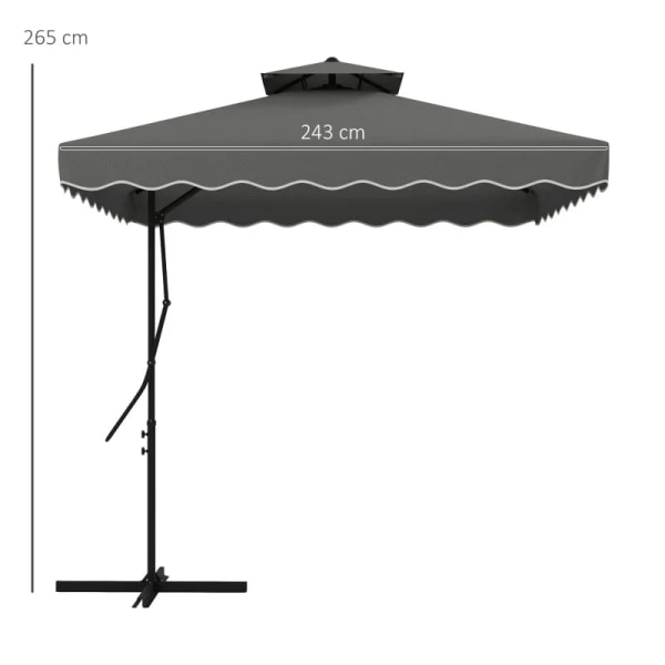 Rootz hängande paraply - Trädgårdsparaply - Dekorativ kant - Ventilationstak - Cantilever paraply - Väderbeständig - Skyddsöverdrag - Solskydd - Metal