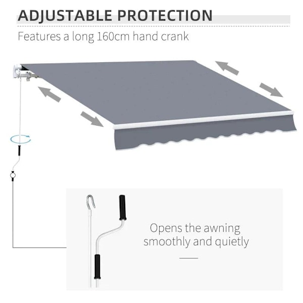 Rootz Markis - Manuellt infällbar markis - Aluminium Markis - Ledad markis - Grå - 4m x3m