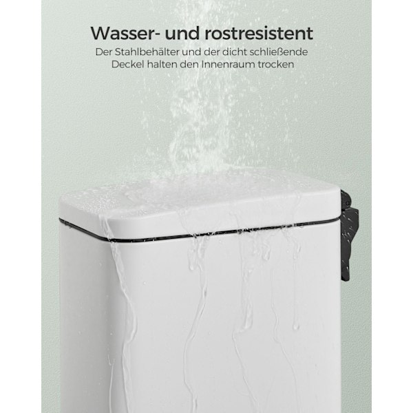 Rootz 10L kosmetikabehållare - Avfallsbehållare - Papperskorgen - Stålkropp - PP-plastfoder - 38,4 cm x 17 cm x 35 cm - Idealisk för badrum och kök