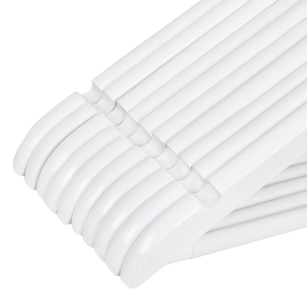 Rootz Klädhängare - Anti-halkdesign - Lönnträ - Paket om 50 - Noggrant slipade - Förkromade - Hängkrokar - Hög kvalitet - Vit - 44,5 x 23 x 1,2 cm