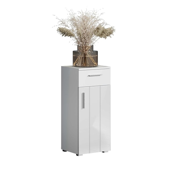 Rootz Bathroom Dresser - Storage Cabinet - Vanity Chest - Standing Unit - Organizer - Furniture Piece - White High Gloss - 37x83x31 cm