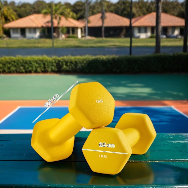 Rootz Dumbbell Set - Gratis vægte - Øvelsesvægte - Rumbesparende styrketræning - 2 x 1 kg - støbejern med vinylbelægning
