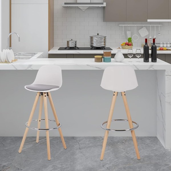 Rootz Barpall - Frukostpall - Kökspall - Imiterat läder - 38,5 cm x 33 cm x 96,5 cm - Förkromat fotstöd - Ergonomisk design