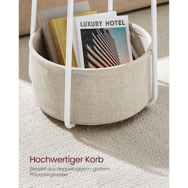 Rootz rundt sidebord med opbevaringskurv - Endebord - Natbord - Stofopbevaringsrum - 45 cm x 45 cm x 55 cm