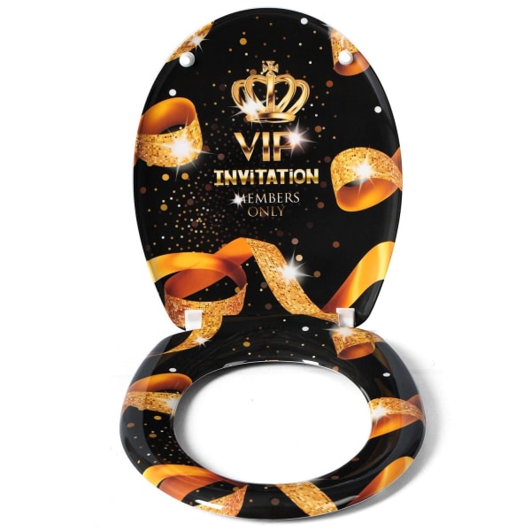 Rootz Toalettsits - Toalettlock - Toalettöverdrag - WC Top - Badrumssits - Loo Shield - Throne Cap - Guld VIP - 18,9x15,4x2,6 tum