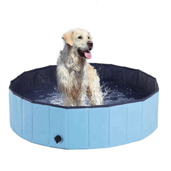 Rootz Pet Swimming Pool - Hundepool - Soppebassin - Swimming Pool - Hundebad - Sammenklappelig - PVC+ Træ - Blå