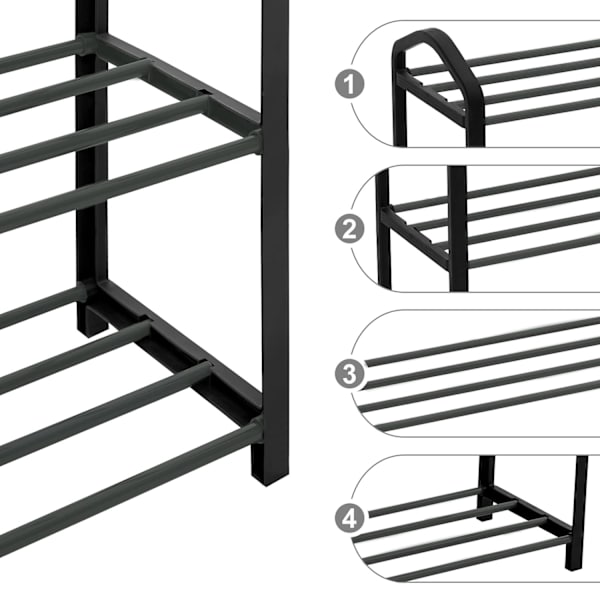 Rootz Skoställ - Skoställ - Skoförvaring - Skoorganisator - Skohylla - Skohållare - Skodisplay - Svart - 79x19,5x45cm