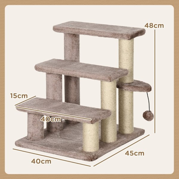 Rootz Pet Trappe - Katteklatretrin - Kitty Play Tower - Hjælper med at nå høje områder - Kompakt og bærbar - Robust design - 45 cm x 40 cm x 48 cm