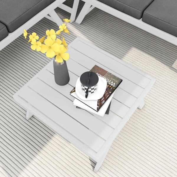 Rootz 4-delad Trädgårdssittplats Loungemöbler - Hörnsoffa - Soffbord - Sittdynor - Aluminium - Grå + Vit - 115 cm x 61 cm x 65 cm