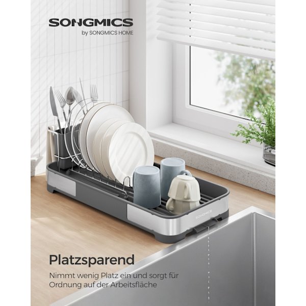 Rootz diskhylla - rostfritt stål - PP-plast - platsbesparande - 20,6 cm x 44,5 cm x 13,1 cm