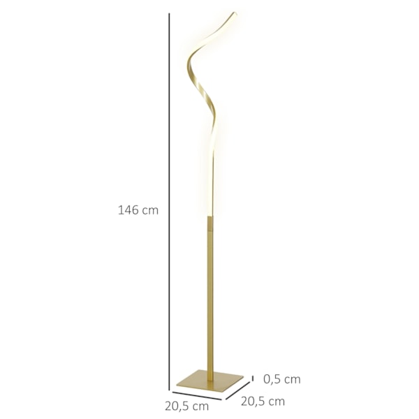 Rootz Spiral Standing Lamp - lattiavalaisin - mielialavalo - tehokas valaistus - 20,5 x 20,5 x 146 cm - kulta