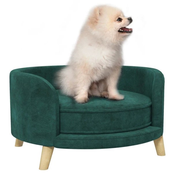 Rootz Hundeseng - tyk pude - Hundesofa - Elegant design - Pet Sofa - Eukolyptus - Eucalyptus træ - Grøn - 68L x 68W x 35H cm