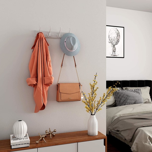Rootz væg knagerække - knagerække - 4 knager - knage - frakker - hatte - tasker - hvid - MDF - 40 x 11 x 7 cm