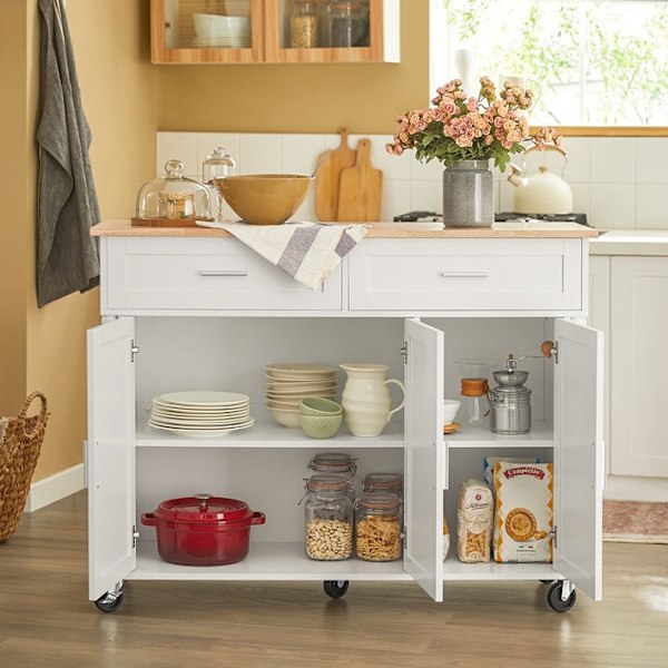 Rootz Multi-Purpose Køkkenskab - Pantry Skab - Opbevaringsenhed - Gummitræ Top - 117cm x 91cm x 40cm