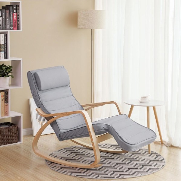 Rootz Relaxation Chair - Fotstöd - Bra lastkapacitet - Hög sittkomfort - Högkvalitativt trä - Ergonomiskt formad - Björkträ-skum-imitation Linne - Lju
