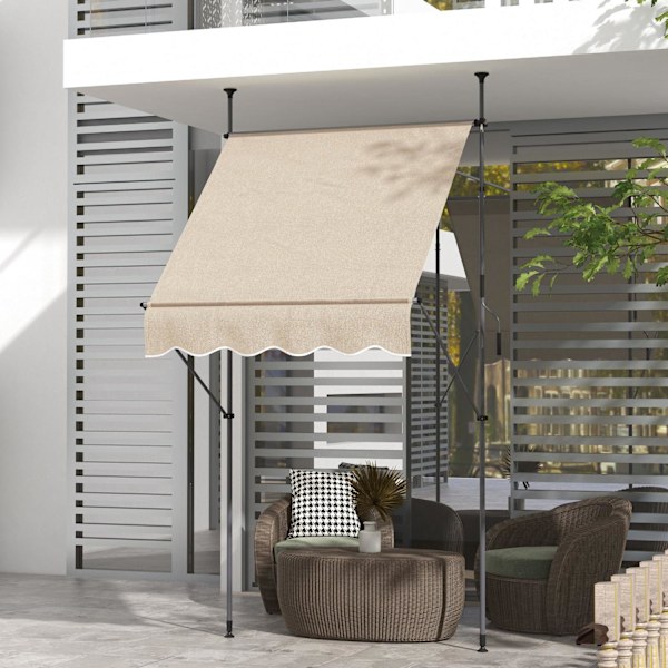 Rootzin vapaasti seisovat markiisi - sisäänvedettävä katos - auringonvarjostuskansi - UV -suojaus - 1,5 m x 1,2 m x 2,1-3M Säädettävä - alumiini ja po