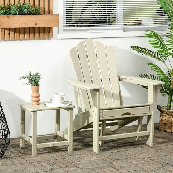 Rootz klapstolesæt med fodskammel og sidebord - Patio Lounge Chair - Havelænestol - Holdbar HDPE - Ultimativ komfort - Praktisk sidebord - 78cm x 135c