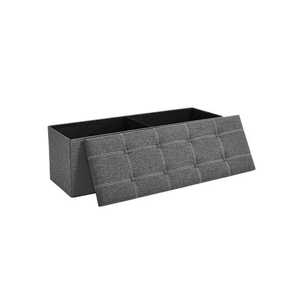 Rootz Seat Chest Ottoman - Förvaringsbänk - Mörkgrå - MDF - Imiterat linne - Skum - Stor förvaringskapacitet - Robust konstruktion - Mångsidig användn