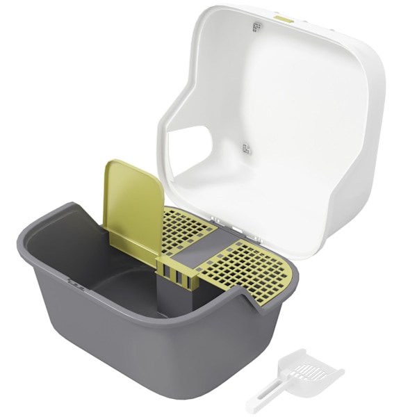 Rootz Cat Litter Box med låg - Låsbar og let at rengøre - dækket - 50 cm x 50 cm x 39 cm