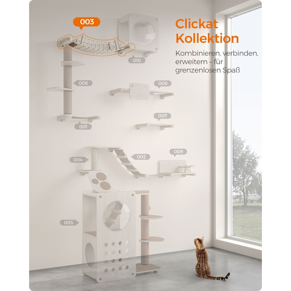 Rootz Cat Bridge - Cat Walkway - Pet Bridge - Lastulevy - Puuvillapellavakangas - Mänty - Kaurapuuronruskea Kahvinruskea - 87,2 cm x 28 cm x 13,8 cm -