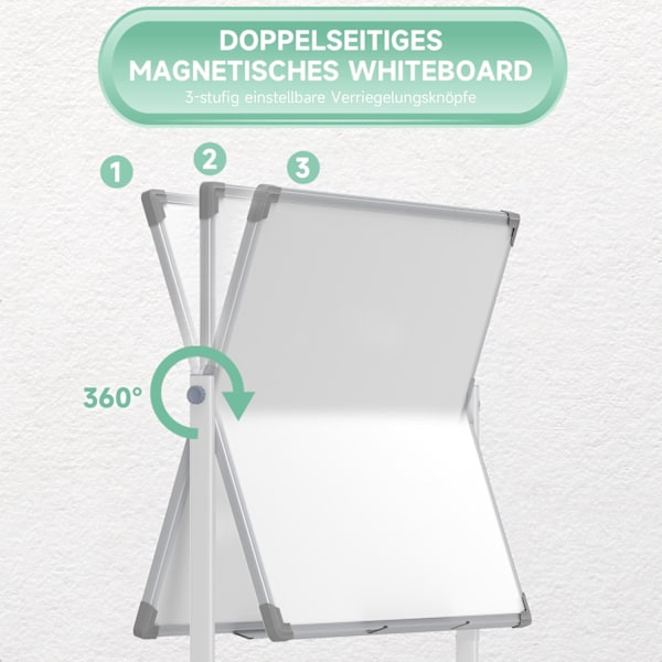 Rootz Mobile Magnet Whiteboard - Rotertable Teaching Board - Writing Display - 360 ° Flexibilitet - 120 x 90 cm