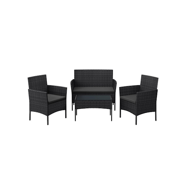 Rootz 7-delt udendørs møbelsæt - brunt taupe terrassesæt - rattan sofasæt - galvaniseret metalstel - VFT-puder - polyesterbetræk - 99 cm x 54,5 cm x 8