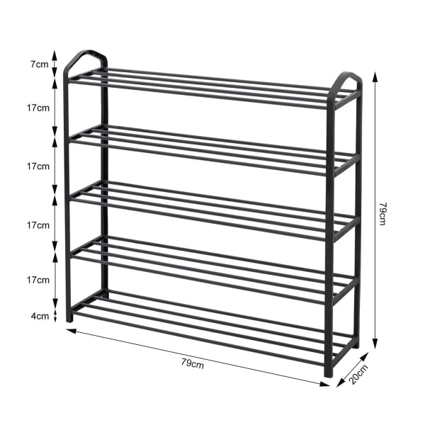 Rootz Skostativ - Fodtøjsarrangør - Skostativ - Skoopbevaring - Fodtøjsholder - Skotårn - Skodisplay - Grå - 31,5x8,1x2,6 tommer