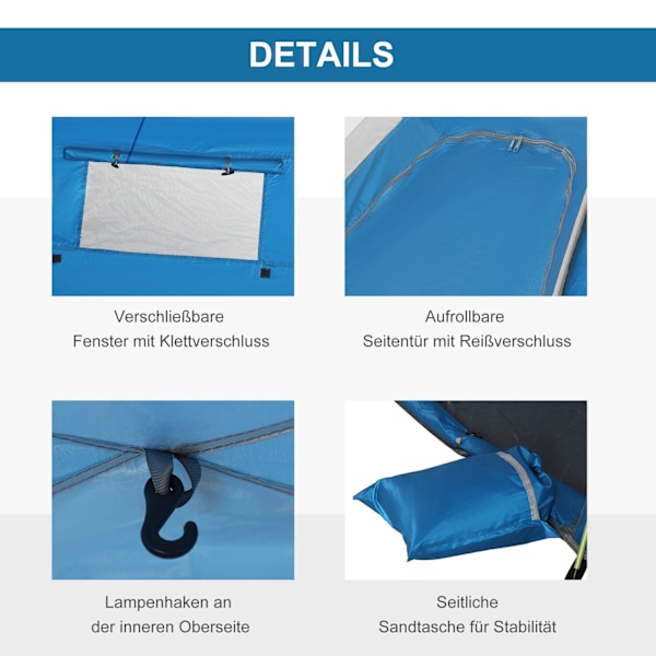 Rootz Pop -Up Beach Tält - Sun Shade - UV Shelter - Mesh Window - Fiberglas Frame - 220x173x120cm