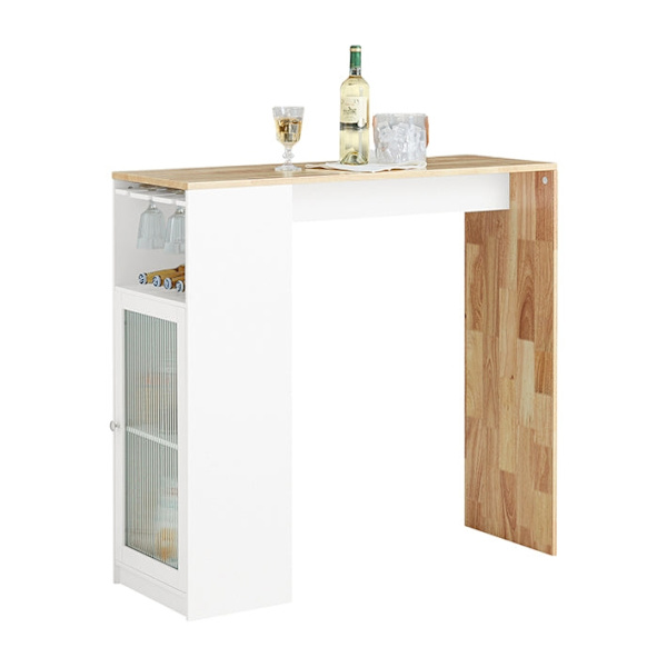 Rootz Barbord - Matbord - Köksbord - MDF & Gummiträ - Vinglashållare - Rymlig förvaring - Enkel montering - 108cm x 105cm x 40cm