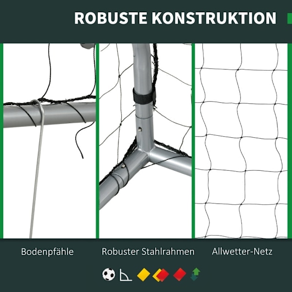 Rootz bærbart fodboldmål - Fodboldnet - Træningsmål - Robust stålramme - Vejrbestandigt net - Nem opsætning - 300 cm x 120 cm x 200 cm