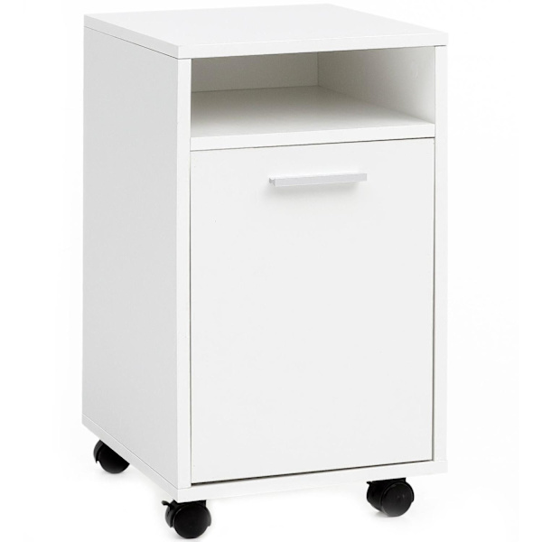 Rootz rullcontainer vit 33x60x38cm lådskåp kontorscontainer - Skrivbordsbehållare med dörr & bricka - Kontorsbehållare sidobehållare med hjul - Liten