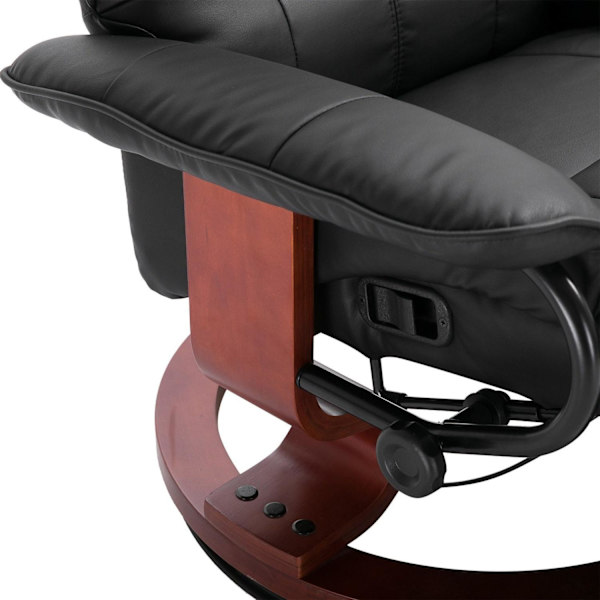 Rootz Relax stol - Solstol - Konstläder - Fotstöd - Vridbar - Tiltbar - Trä - 78 x 87 x 100 cm - Svart - Brun