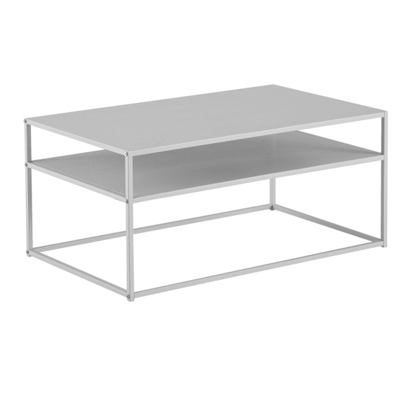 Rootz industriell stil rektangulärt soffbord - Modernt soffbord - Vitt soffbord - Förvaringsytor - 100 cm x 60 cm x 45 cm