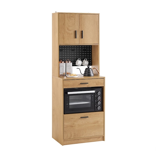 Rootz Retro Kitchen Cabinet - Moderne opbevaringsskabe - Pegboard -hylder - Optimal lagerplads - 60x170x40cm