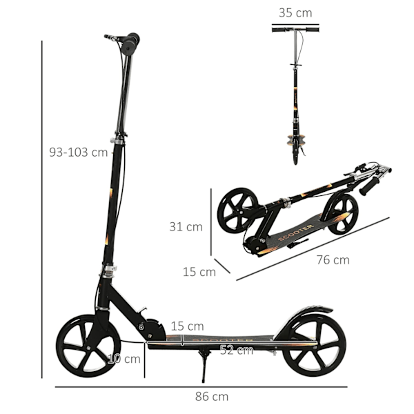Rootz Folding Children's Scooter - Kids 'Scooters - Justerbar Ride - Höjd justerbar - 86 x 35 x 93-103 cm