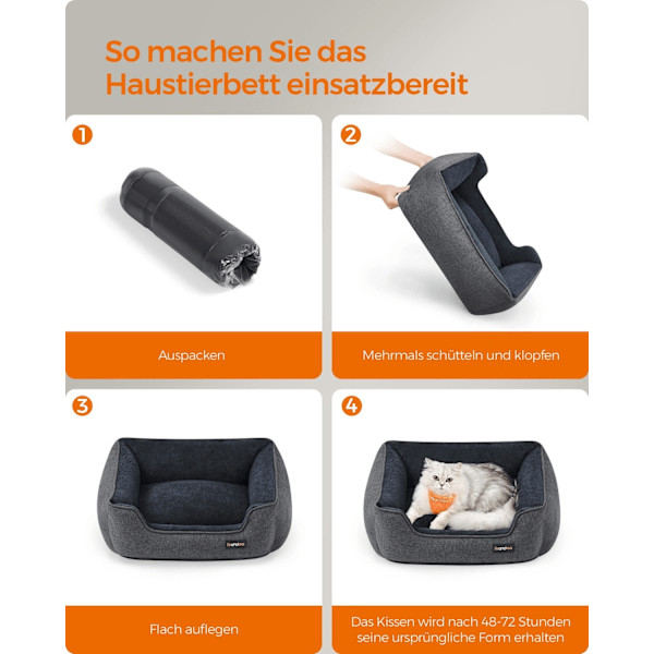 Rootz Dog Bed - Lemmikin sänky - Pehmustettu matto - Pellavajäljitelmä - Pehmopehmuste - Liukumaton kangas - 60 cm x 50 cm x 21 cm