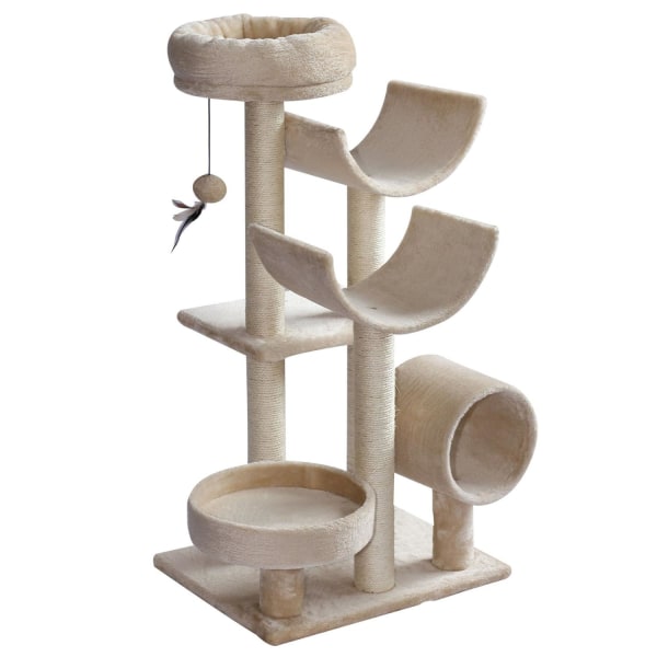 Rootz Skrapstolpe Cat Tree - Beige - Spånskiva, Fiber, Plysch - 19,68 cm x 15,74 cm x 41,33 cm