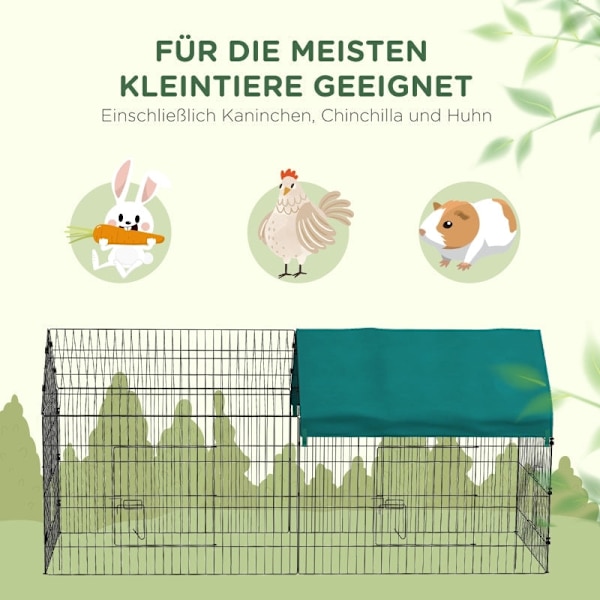Rootzin pieneläinsuoja - Ulkoleikkieläinsuoja - Lemmikkien leikkikehä - Teräsrunko - Oxford-polyesteri - Maapiikit - 220 cm x 85 cm x 103 cm