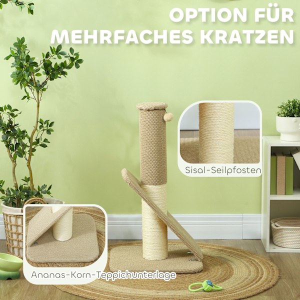 Rootz Cat Scratching Post - Aktivitetscenter - Möbelskydd - Solid Chipboard - 48 cm x 48 cm x 84 cm