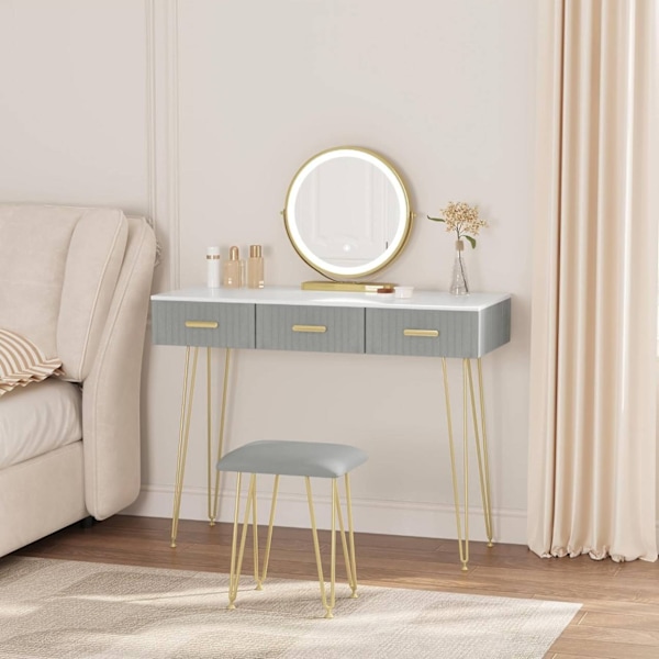 Rootz Sminkbord med spegel - Sminkbord - Sminkbord - LED-belysning - E1 MDF - 100 cm x 121,5 cm x 40 cm