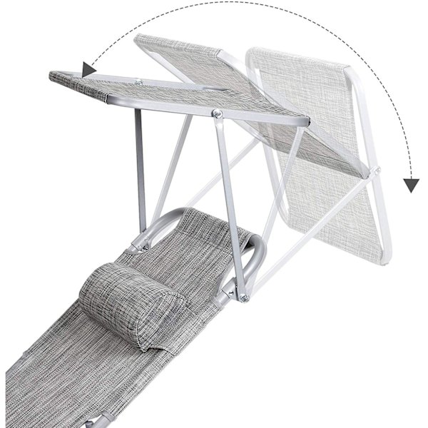Rootz Solstol - Nackstöd - Soltak - Solskydd - Ryggstöd Justerbart - Fällbart - Grå - Aluminium - 55 x 193 x 31 cm