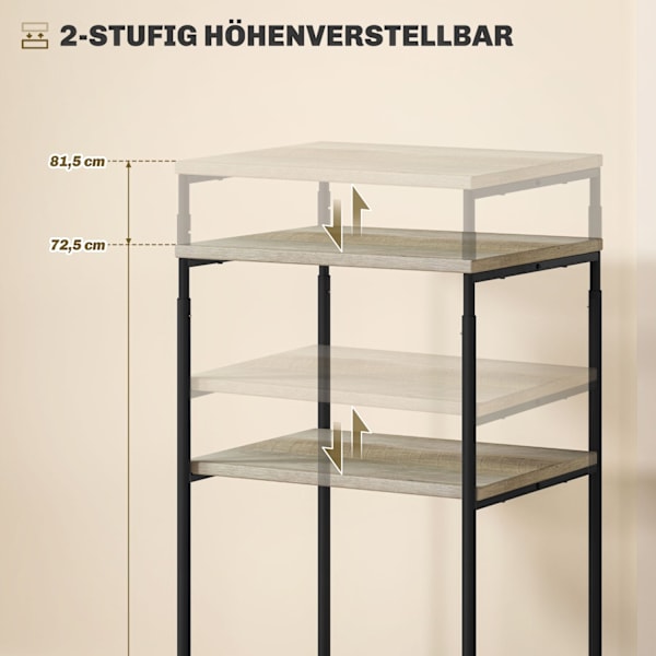 Rootz 3 -niveau Printerstativ - Mobilprintertabel - Justerbar printerholder - Højde Justerbar - 39 cm x 34,5 cm x 72,5/81,5 cm